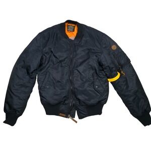 Top Gun Official Government Bomber Jacket Tomcat‎ MA-1 Men's Sz L Navy Blue